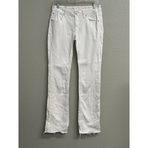 Grace In LA Women’s Boot Cut Jeans Embroidered Raw Hem White Size 30 - Picture 11 of 11